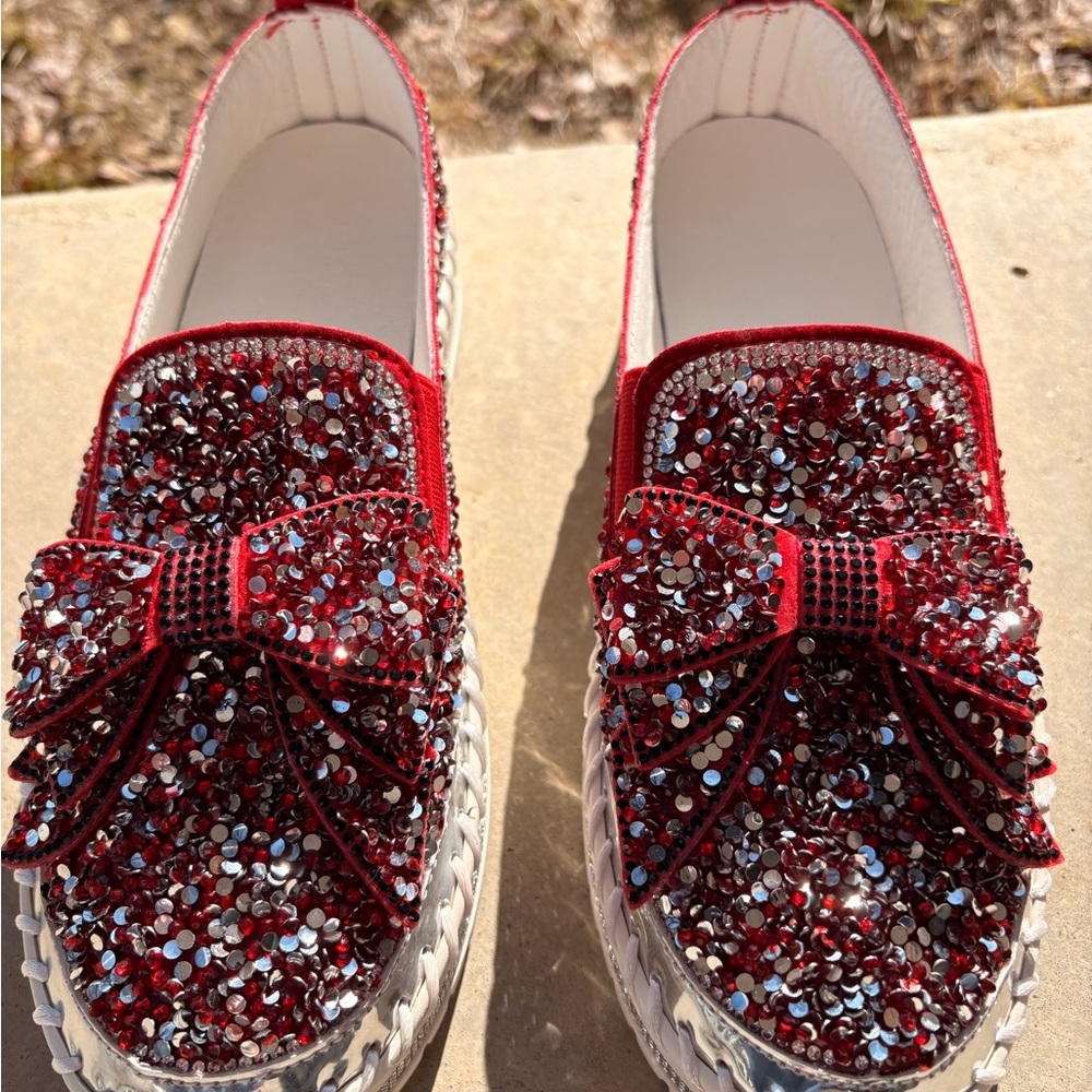 Red Sequin Women's Slip-On Shoes size 7 - Picture 3 of 6